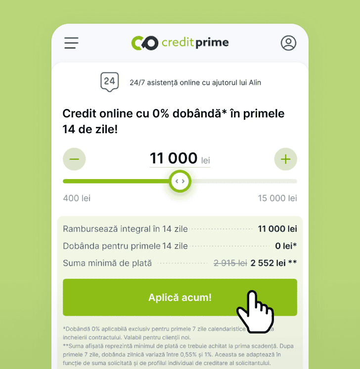 Alege suma dorită.
